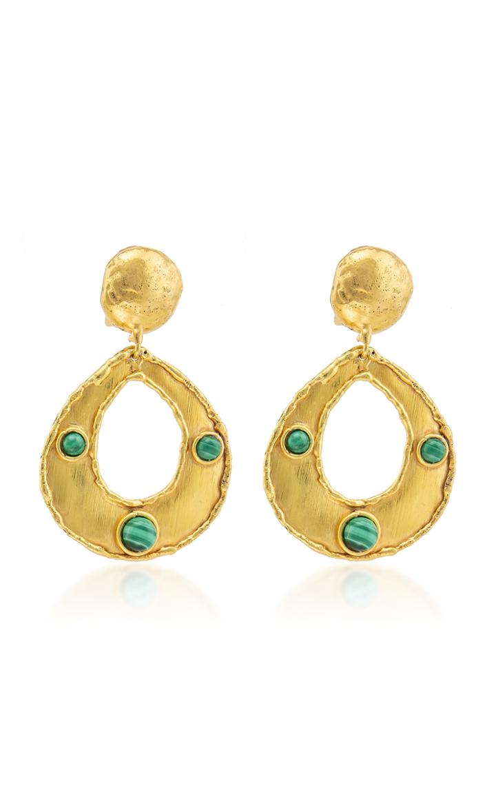 Sylvia Toledano Thalita 22k Gold-plated Brass Malachite Earrings