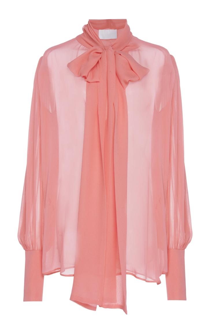 Costarellos Bow-accented Silk-chiffon Blouse