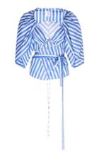Moda Operandi Rosie Assoulin Puffed Sleeve Striped Cotton Top Size: 0