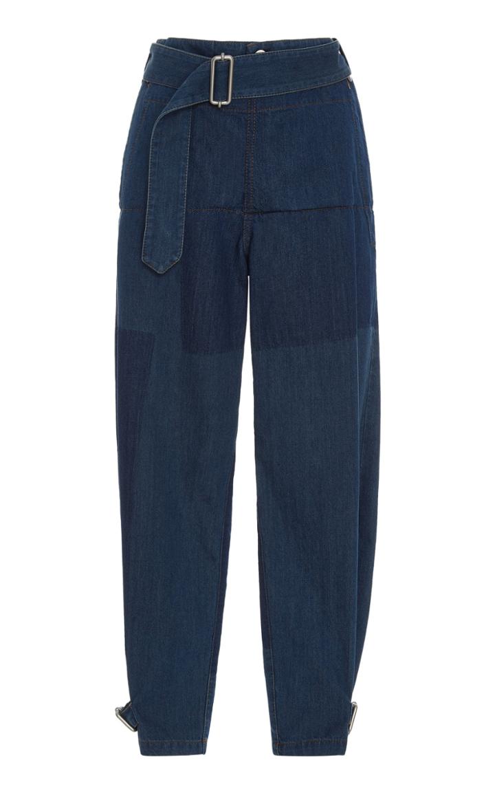 Jw Anderson High-waisted Fold-front Denim Trousers