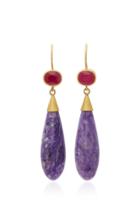 Mallary Marks Apple & Eve 18k Gold Ruby And Chorite Earrings