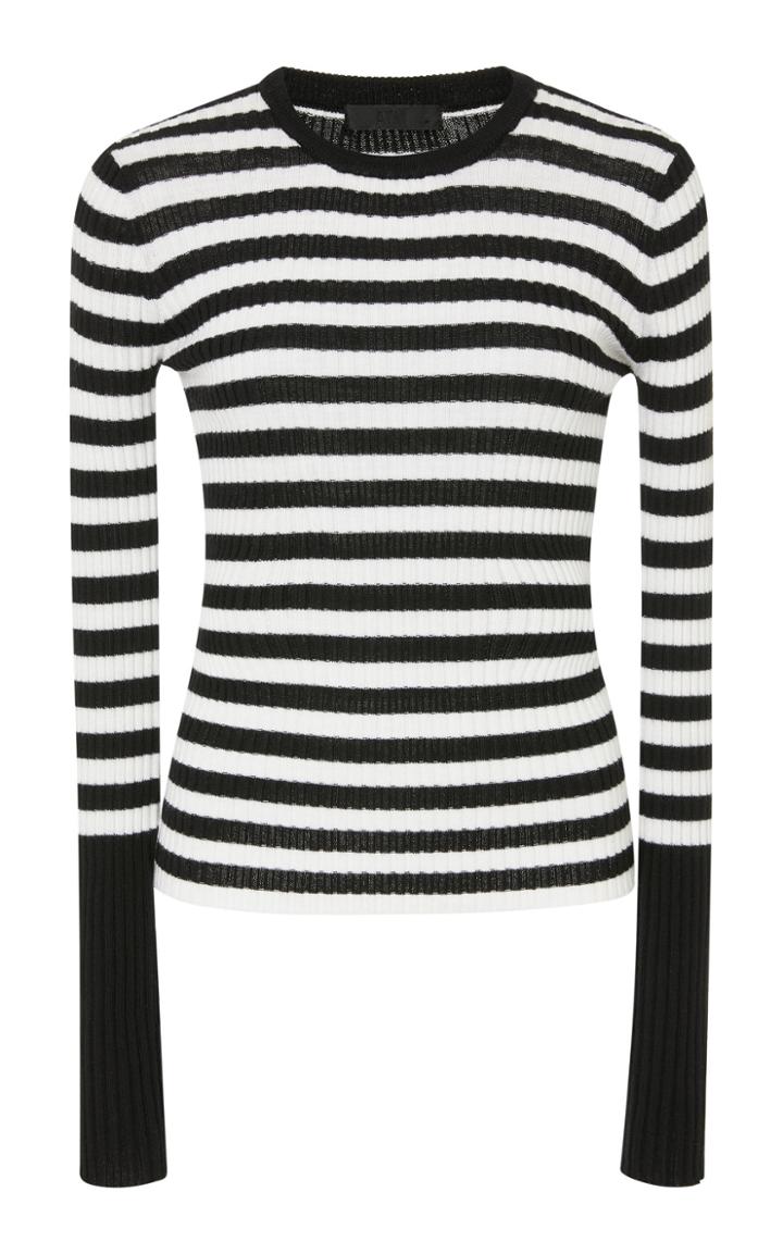 Atm Striped Rib Knit Wool Sweater