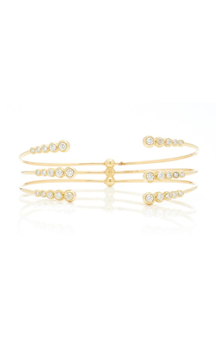Mizuki 14k Three Row Diamond Cuff Bracelet