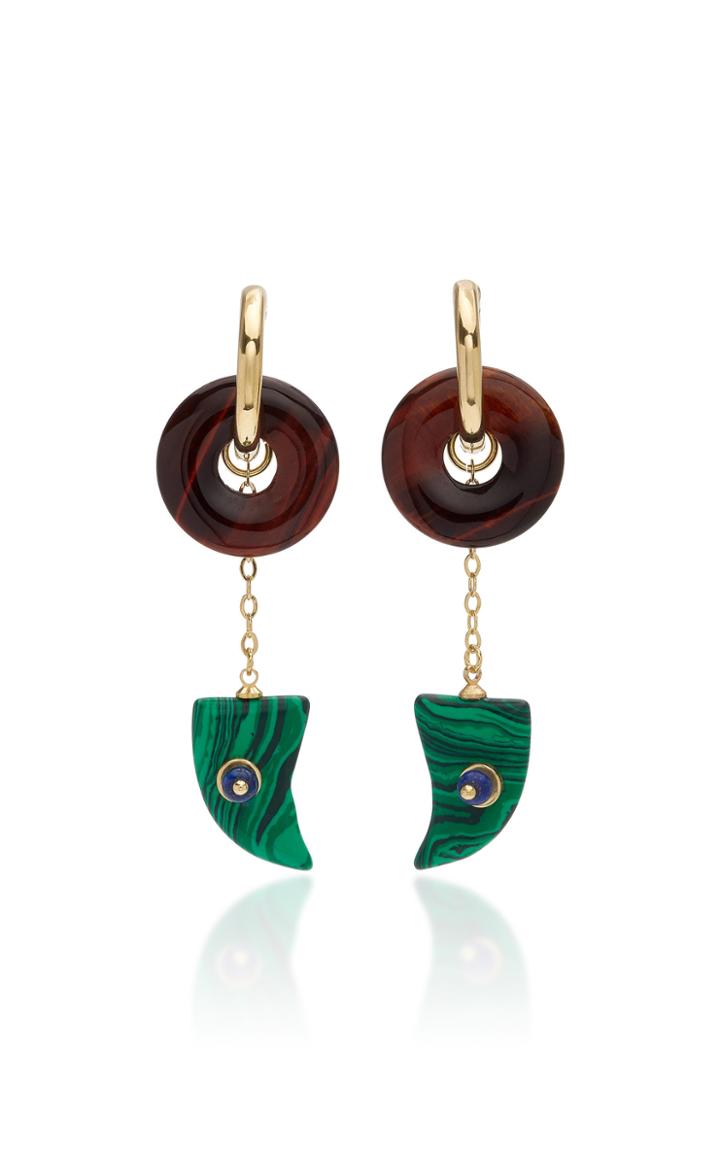 Luiza Dias 111 Malachite And Lapis Lazuli Drop Earrings