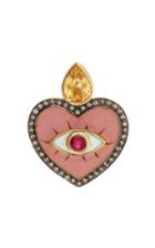 Moda Operandi Holly Dyment 18k Yellow Gold Pink Enamel Evil Eye Heart Charm