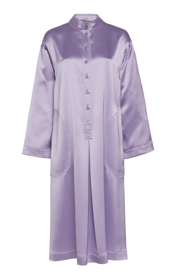 Adam Lippes Silk Satin Crepe Placket Tunic Dress