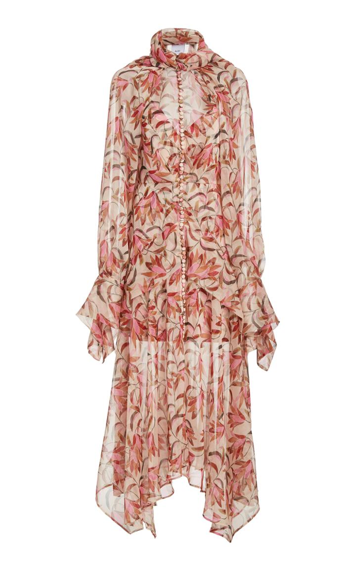 Moda Operandi Acler Cathedral Printed Tie-neck Georgette Maxi Dress