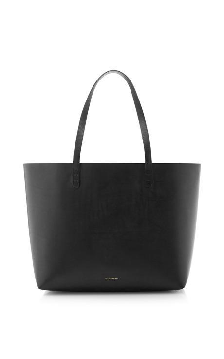 Mansur Gavriel Large Black Leather Tote With Silver Interior Black