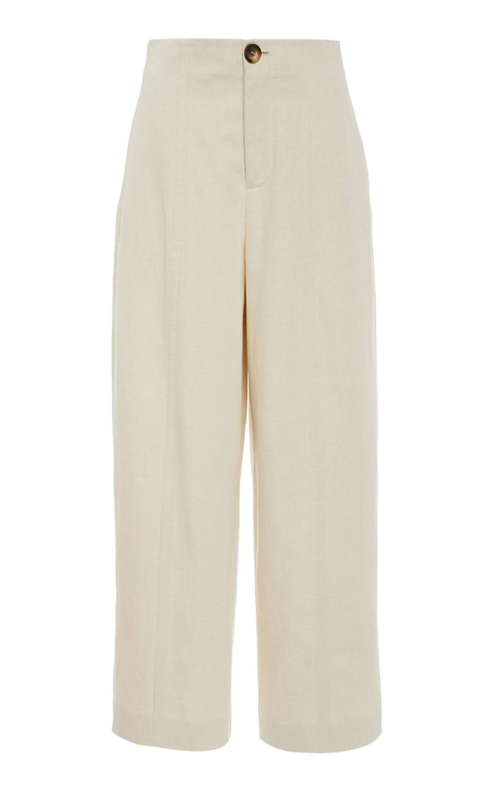 Vince Cropped High-rise Cotton-linen Pants
