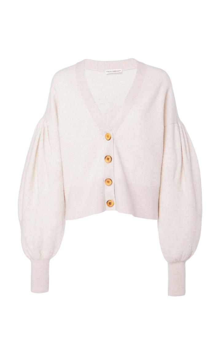 Ulla Johnson Ansel Puffed-sleeve Cotton Cardigan