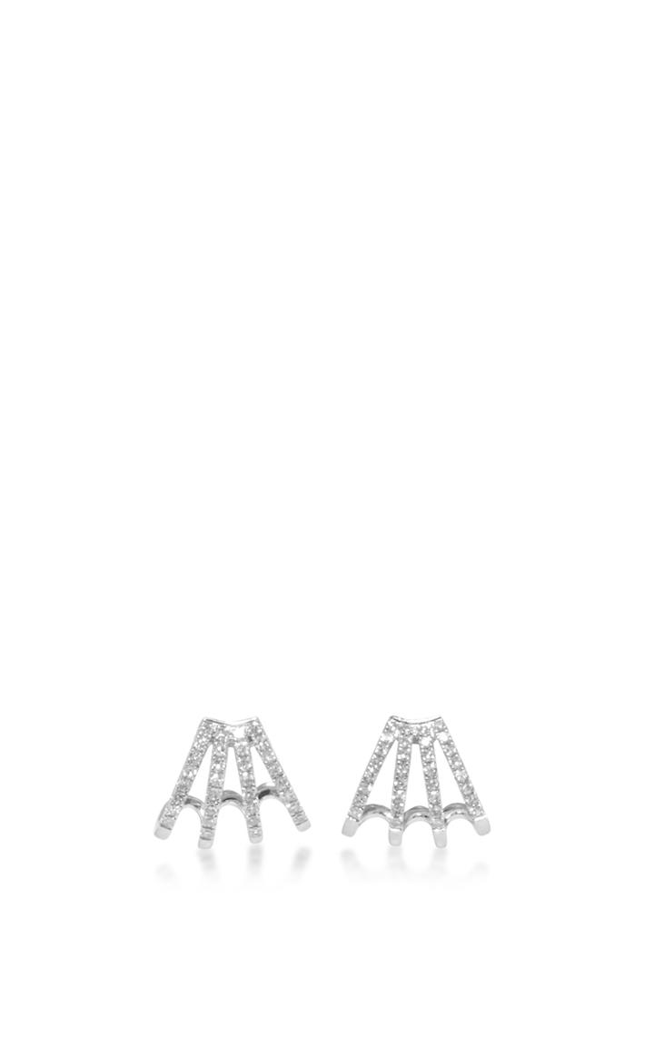 Ef Collection 14k White Gold Diamond Huggie Earrings