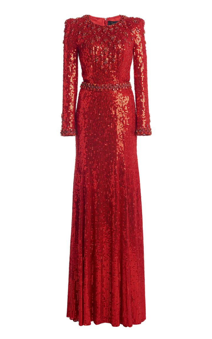 Moda Operandi Jenny Packham Embroidered Sequined Gown