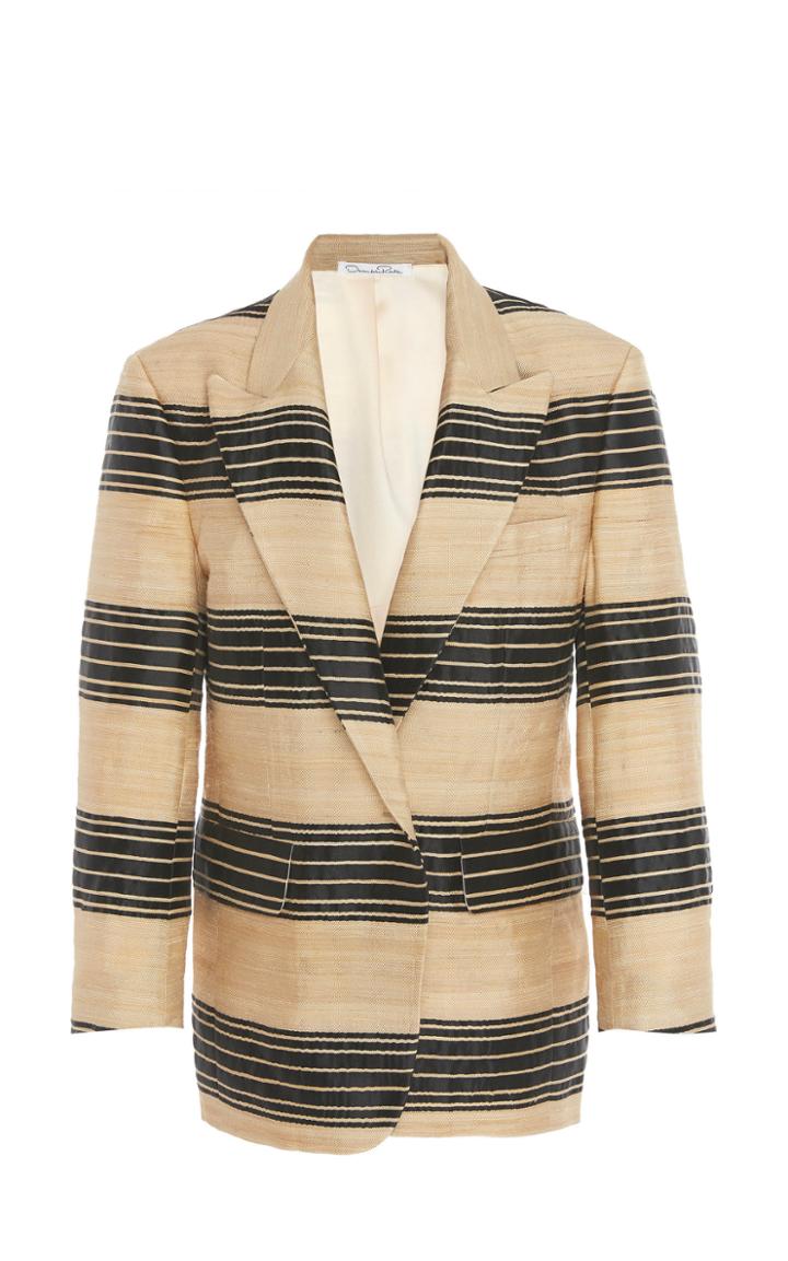Oscar De La Renta Striped Boyfriend Blazer