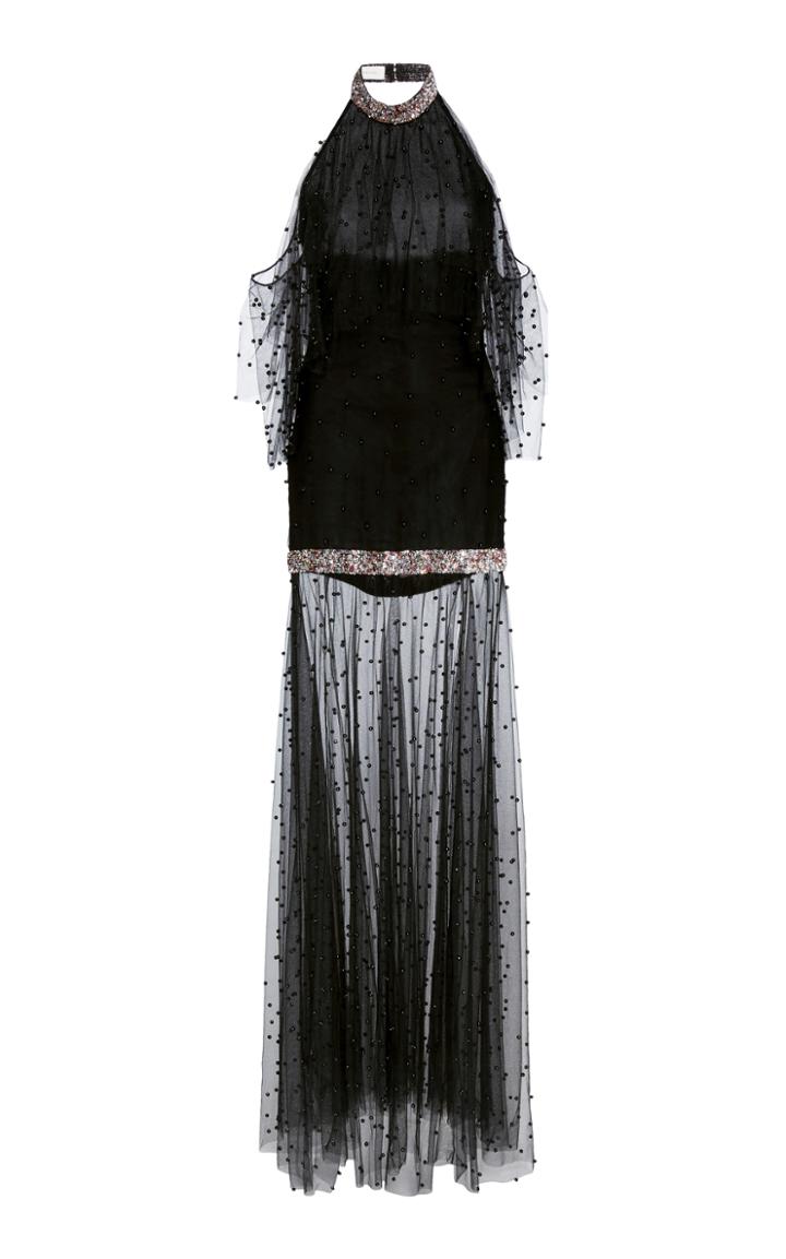 Sandra Mansour M'o Exclusive Halter Flutter Dress