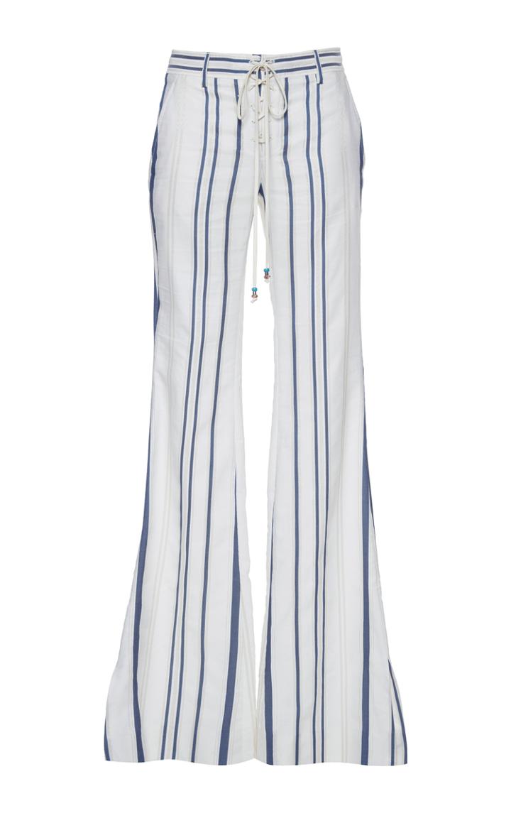 Roberto Cavalli Pinstriped Lace Up Flared Pants