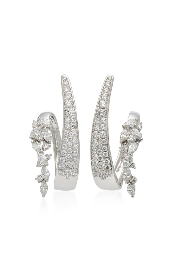 Yeprem 18k White Gold Diamond Sprial Hoops
