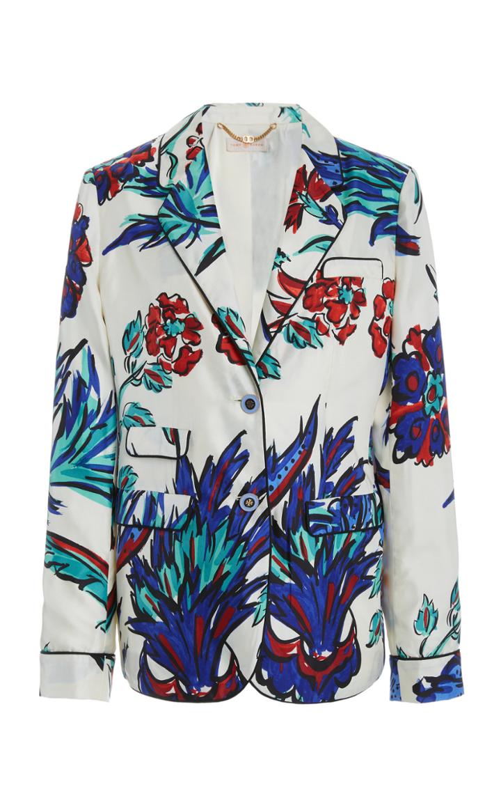 Moda Operandi Tory Burch Silk Printed Cady Blazer