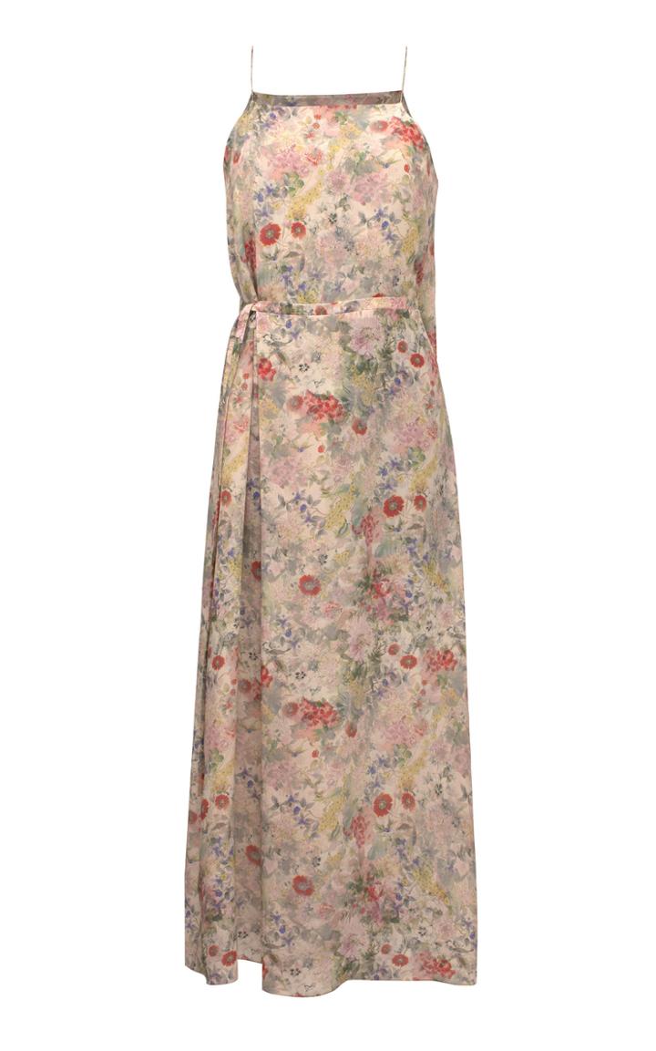 Moda Operandi Lake Studio Floral Silk Midi Dress Size: 40