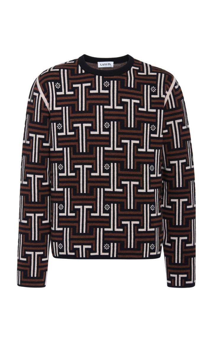 Lanvin Jl Labyrinth Jacquard Knit Sweater
