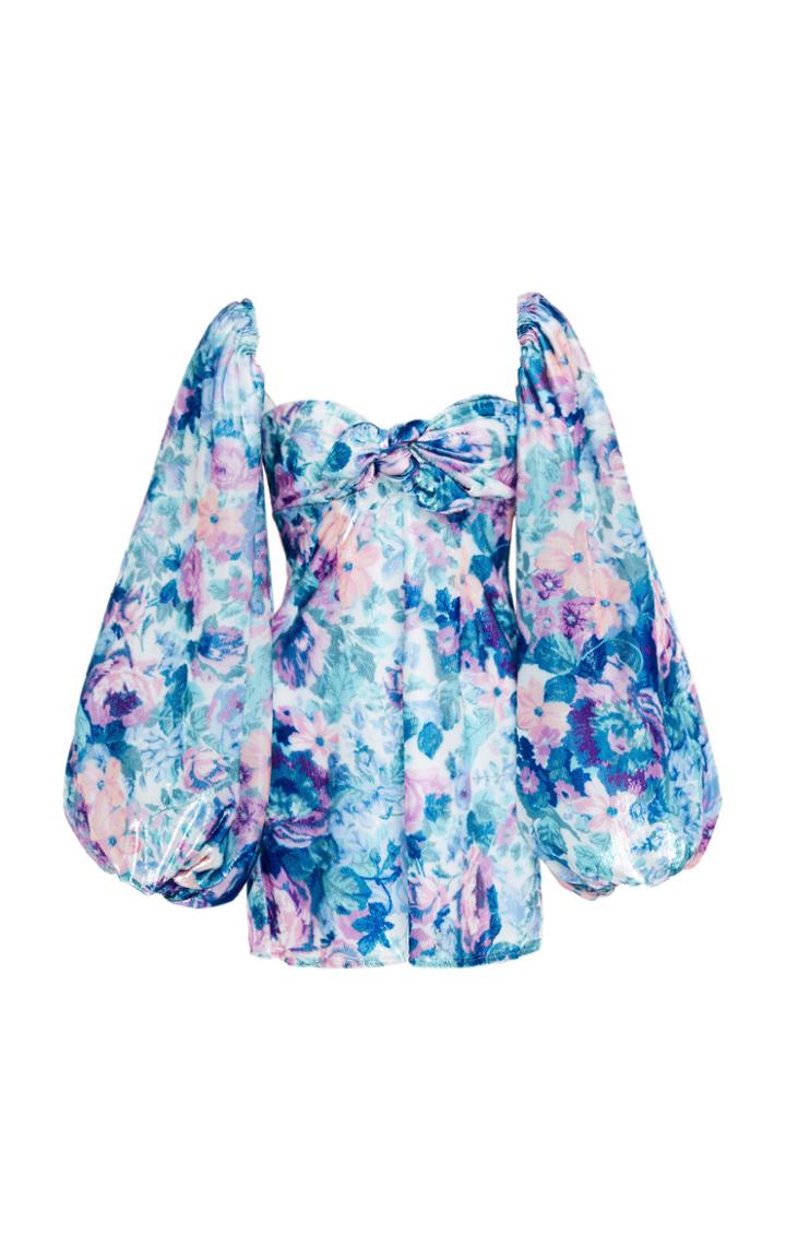 Attico Tapestry Wet Velvet Mini Dress