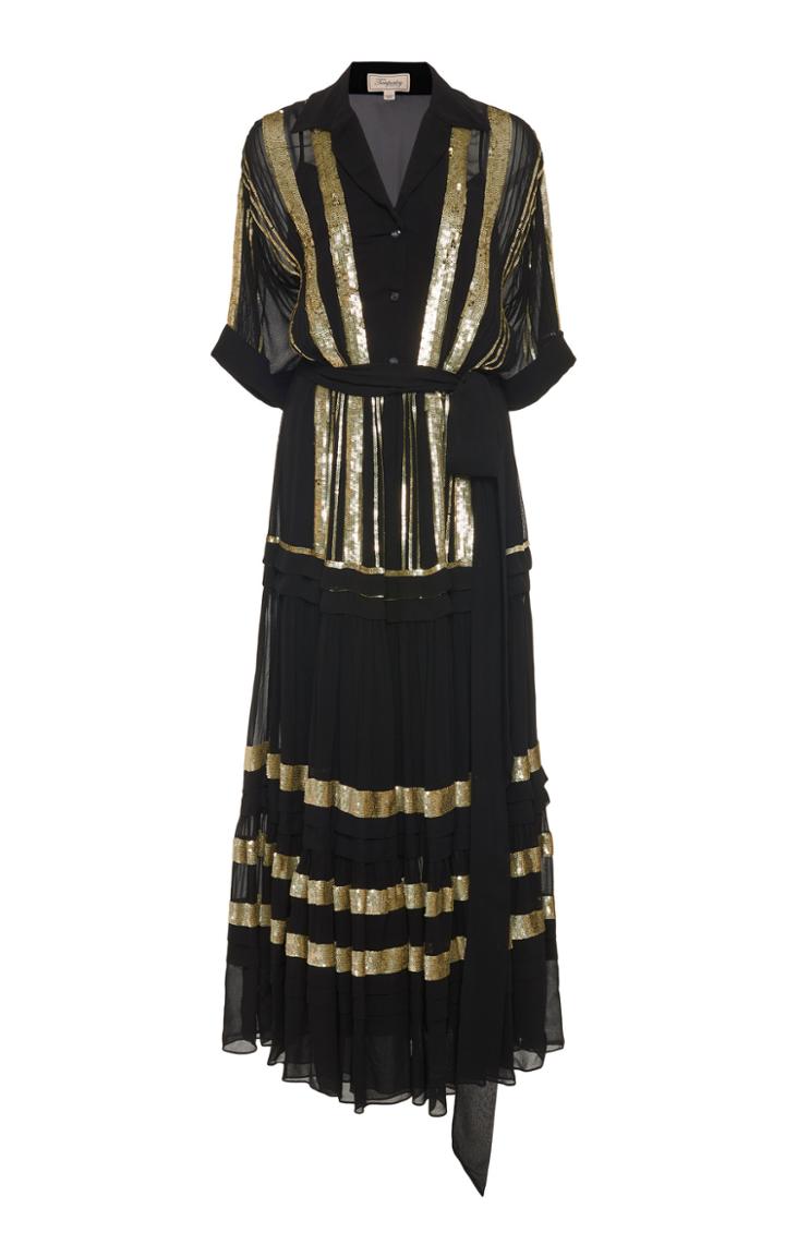 Temperley London Sable Sequin-embellished Chiffon Midi Dress Size: 8
