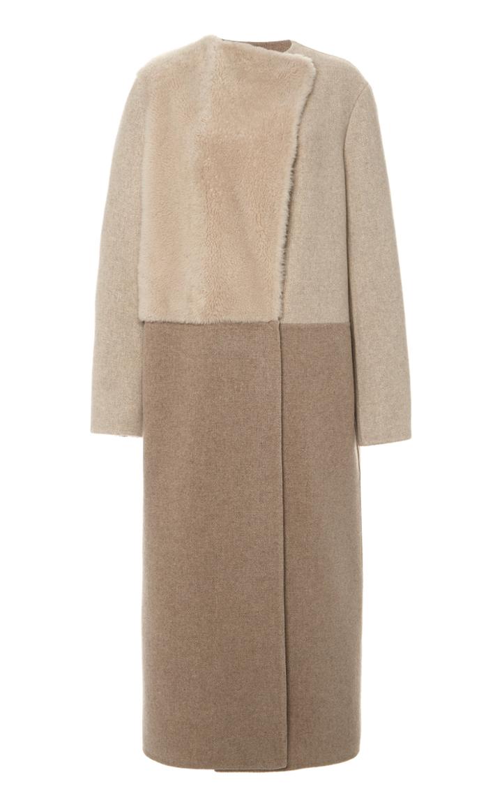 Moda Operandi Agnona Shearling-patchwork Cashmere Natte Coat