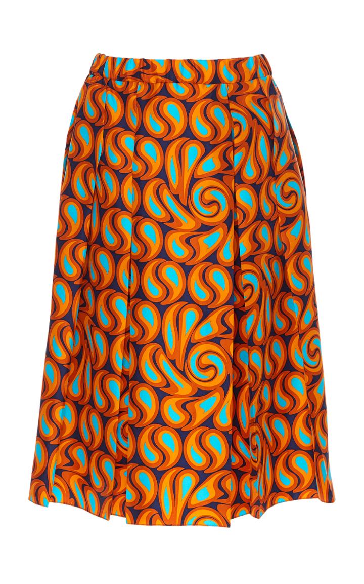 Marni Silk Woven Midi Skirt With Pleats