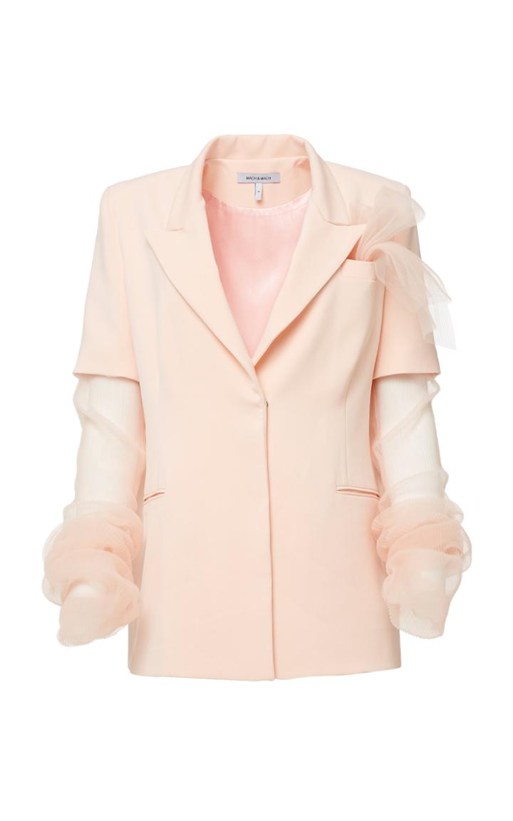 Mach & Mach Short Sleeved Blazer With Sheer Sleeves