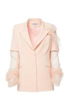 Mach & Mach Short Sleeved Blazer With Sheer Sleeves