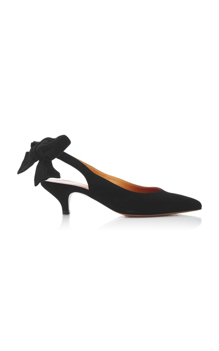 Ganni Sabine Bow-detailed Suede Pumps