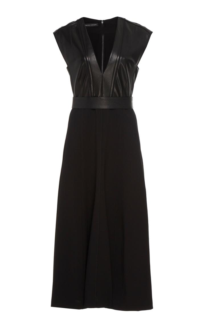Narciso Rodriguez Textured Leather And Wool Midi Dress