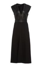 Narciso Rodriguez Textured Leather And Wool Midi Dress