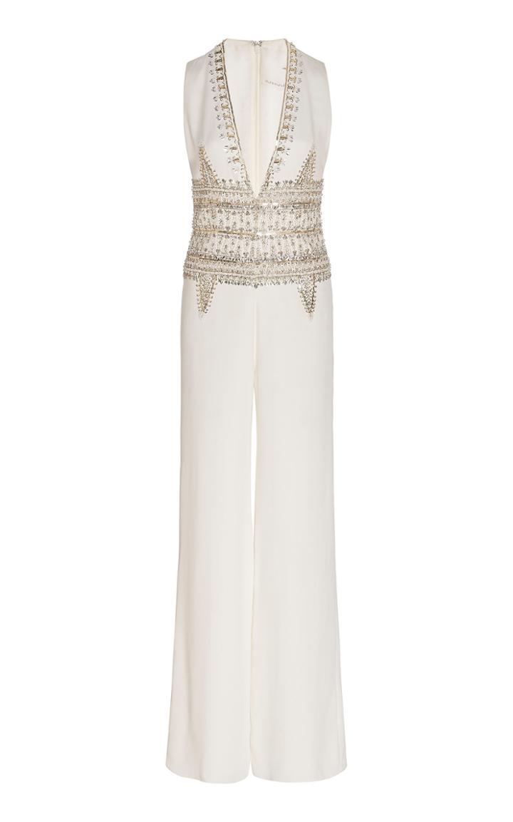 Moda Operandi Cucculelli Shaheen Geo Borders Embroidered Silk Jumpsuit Size: 0