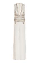 Moda Operandi Cucculelli Shaheen Geo Borders Embroidered Silk Jumpsuit Size: 0