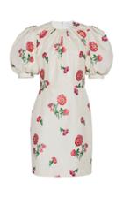 Moda Operandi Andrew Gn Puffed Sleeve Floral-print Satin Dress Size: 38