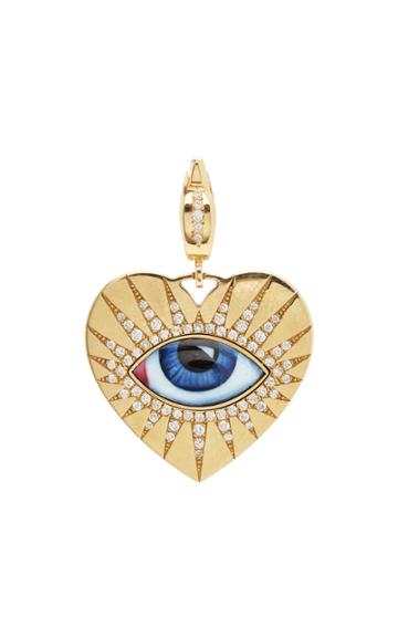 Moda Operandi Lito 14k Yellow Gold Small Blue Enamel Eye Heart Charm