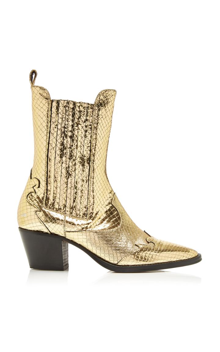Paris Texas Atlanta Snake-effect Metallic Leather Cowboy Boots