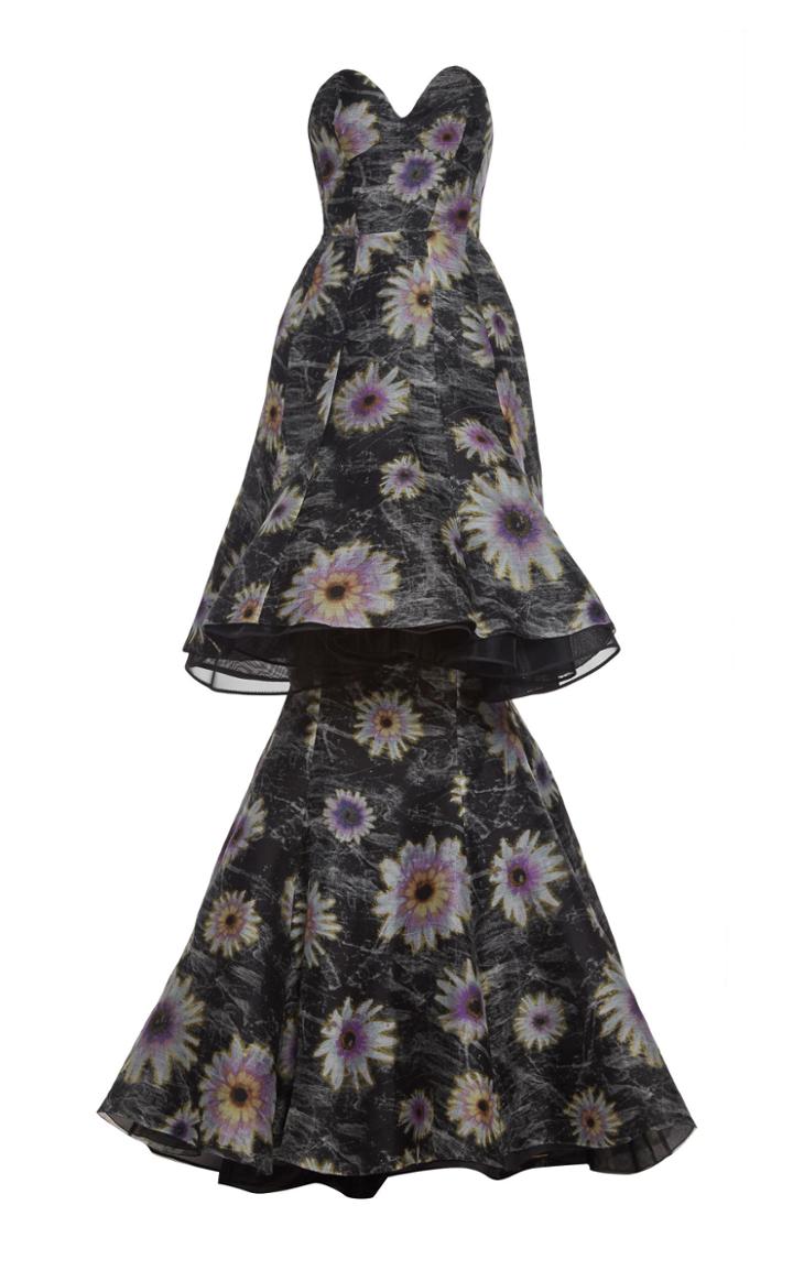 Olivier Theyskens Talma Tiered Floral Silk Gown