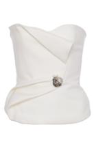 Lanvin Strapless Top With Jeweled Brooch Detail