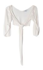 Tuinch Tie-front Ribbed Knit Crop Top