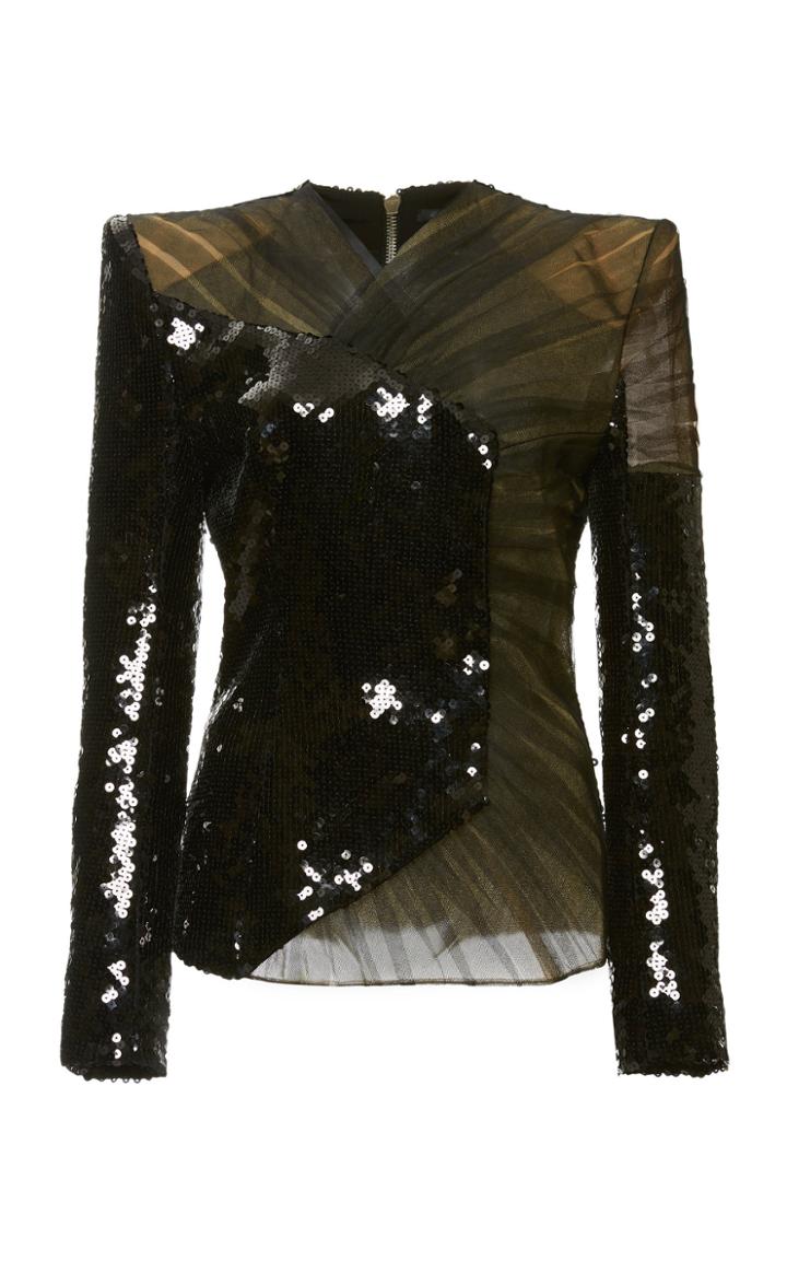 Balmain Paillettes Tulle Top
