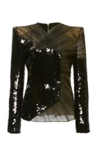 Balmain Paillettes Tulle Top