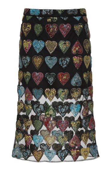 Versace Embroidered Sequin Hearts Skirt