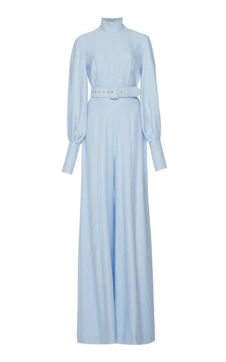 Emilia Wickstead Elvis Chevron Faille Wide-leg Jumpsuit