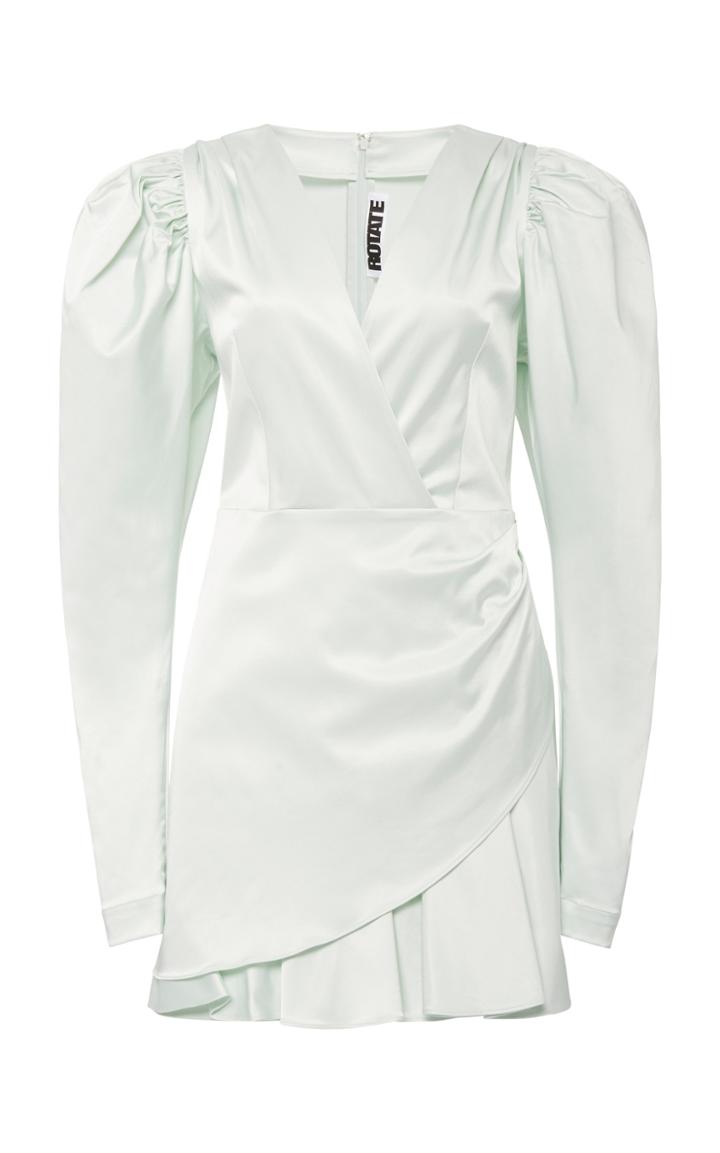Rotate Aiken Puffed-sleeve Satin Dress