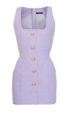 Moda Operandi Balmain Button-detailed Wool Mini Dress