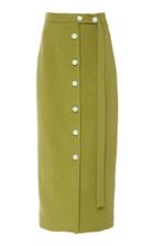 Matriel High Waisted Wool-blend Button A-line Skirt