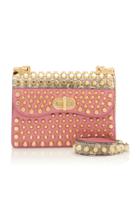 Prada Studded Lizard-trimmed Leather Shoulder Bag