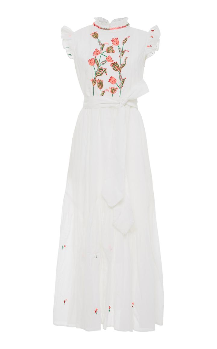 Banjanan Amazon White Embroidered Maxi Dress