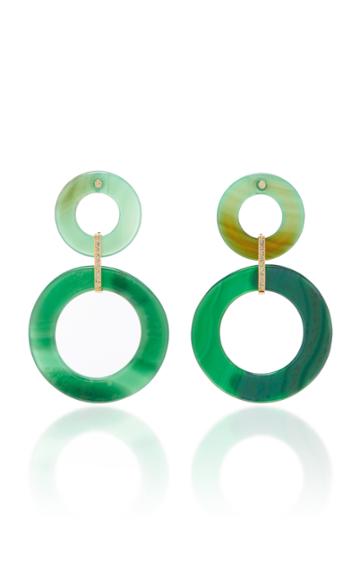 Eduarda Brunelli Orbe 18k Gold, Agate And Diamond Hoop Earrings